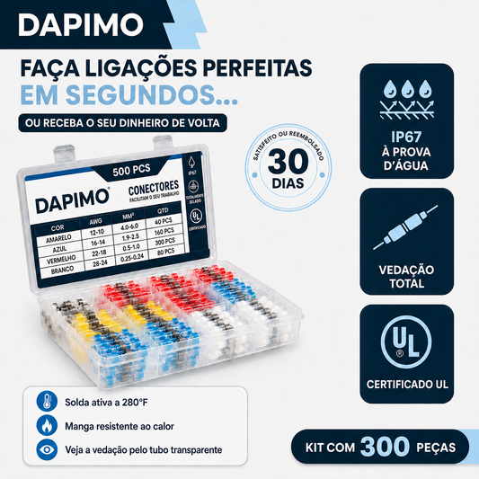 DAPIMO™ Conectores Termorretráteis com Solda Integrada — Kit de 300 Peças